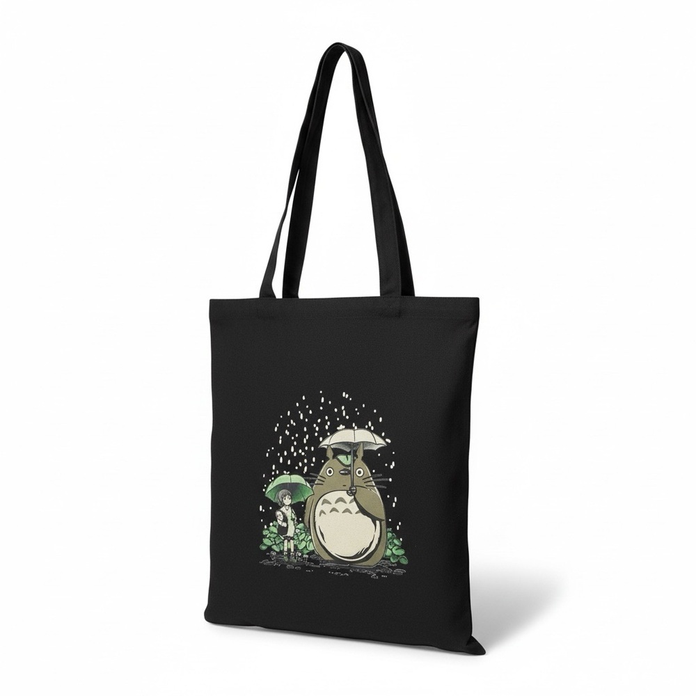 NWOT Black Totoro Tote Bag cavas